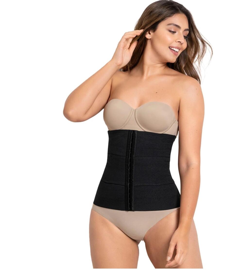 Leonisa 3-Belt Custom Waist Cincher with Lumbar Support Black M/L